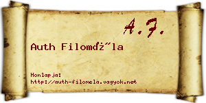 Auth Filoméla névjegykártya